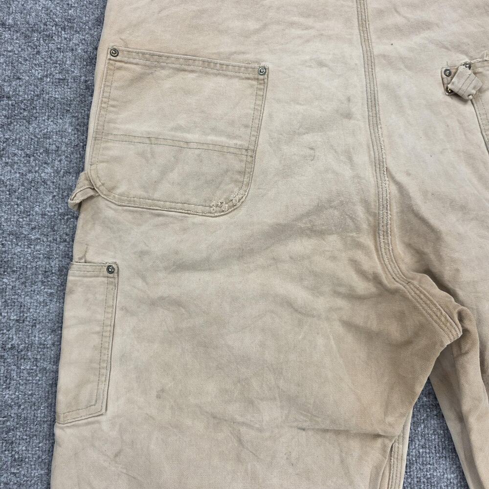 Carhartt Bib Overalls Mens 44x32 Duck Double Knee Distressed R01 BRN Vintage USA - Picture 15 of 16